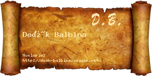 Deák Balbina névjegykártya