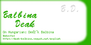 balbina deak business card